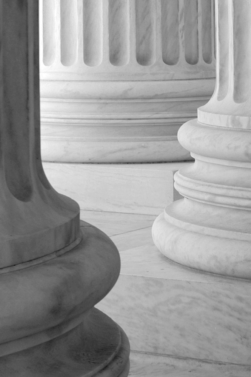 marble columns of a local courthouse